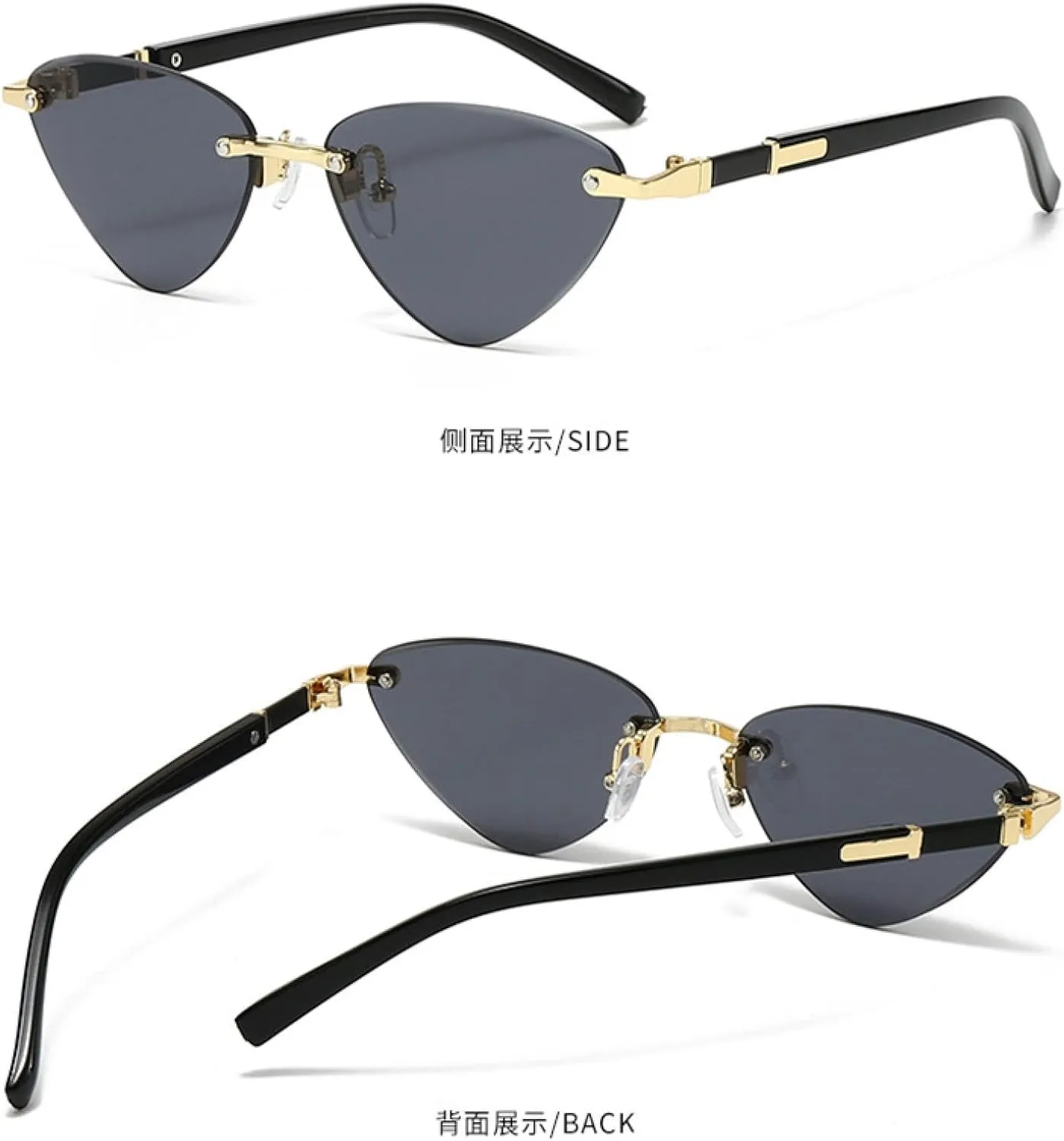 Punk Rimless Sunglasses Cat Eye Fashion Women Men Shades