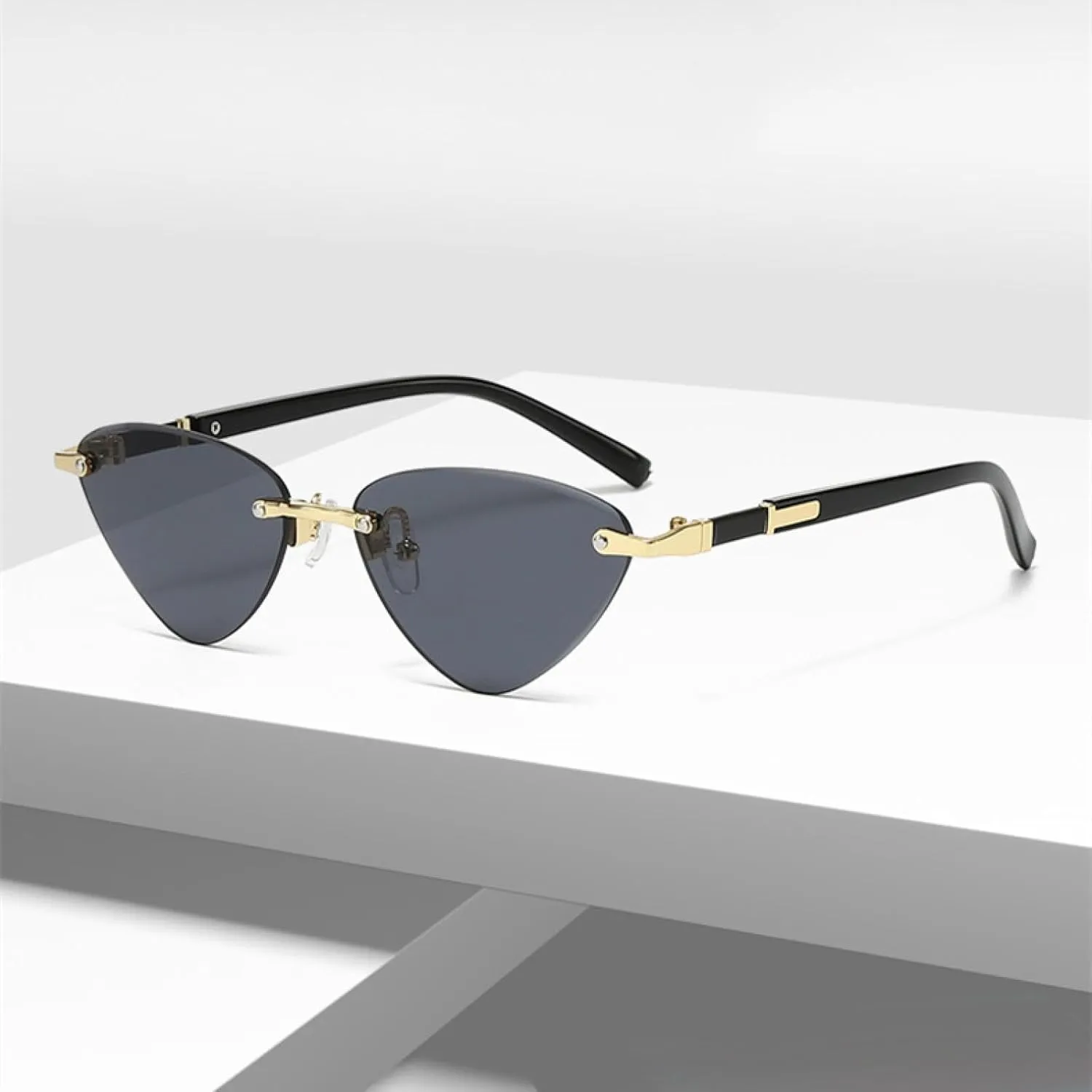 Punk Rimless Sunglasses Cat Eye Fashion Women Men Shades
