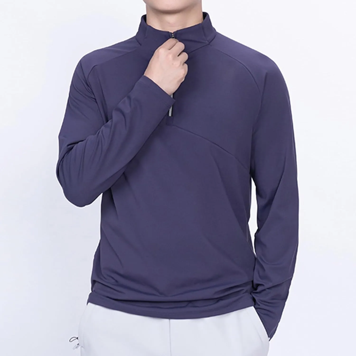 Quarter Zip Pullover Men Lightweight Long Sleeve Hiking Athletic Sweatshirts Performance Mock Neck 3/4 Zip Sweatshirt