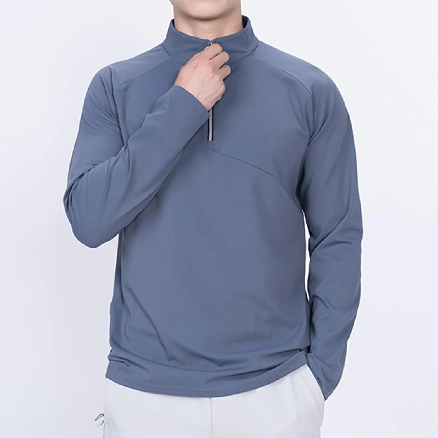 Quarter Zip Pullover Men Lightweight Long Sleeve Hiking Athletic Sweatshirts Performance Mock Neck 3/4 Zip Sweatshirt