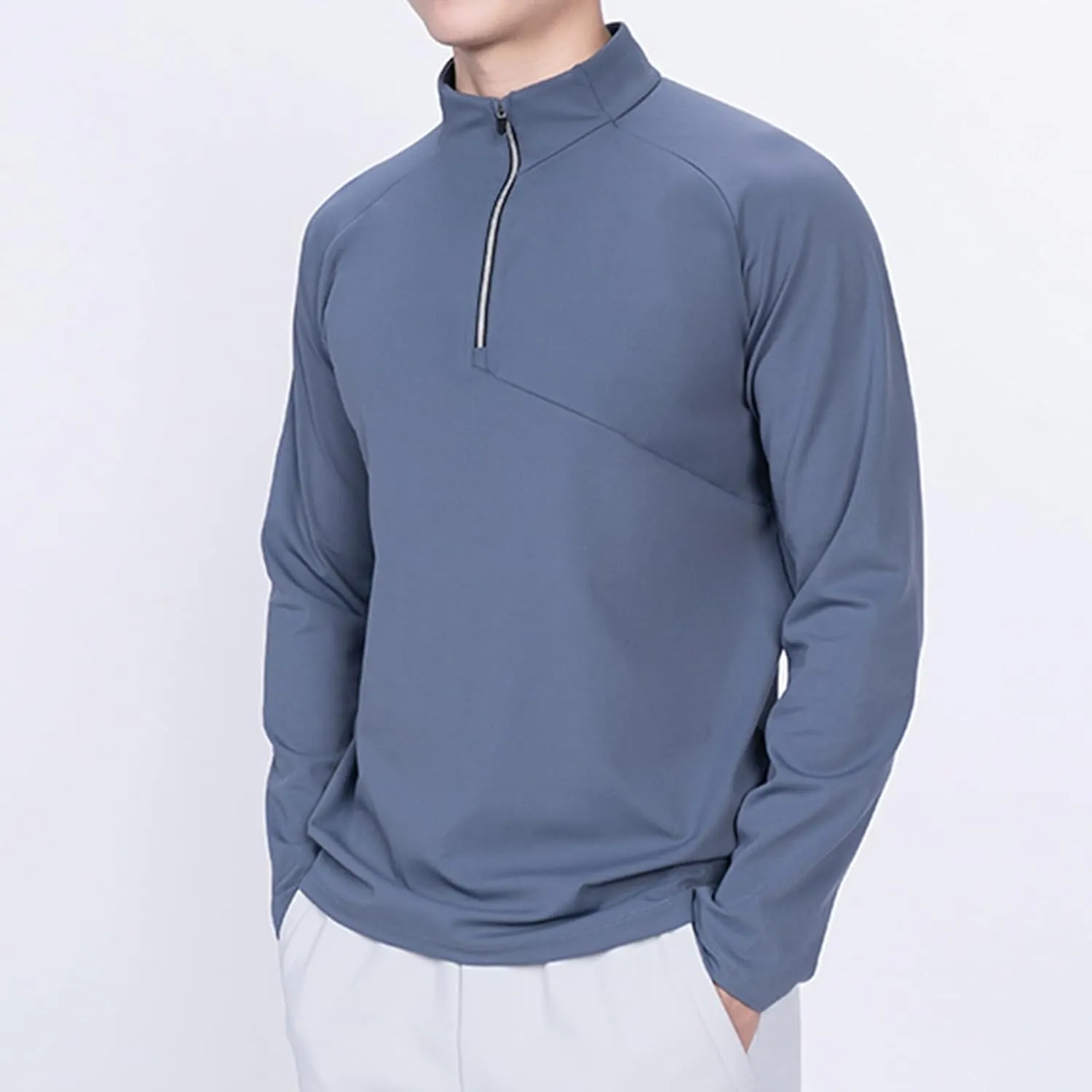 Quarter Zip Pullover Men Lightweight Long Sleeve Hiking Athletic Sweatshirts Performance Mock Neck 3/4 Zip Sweatshirt