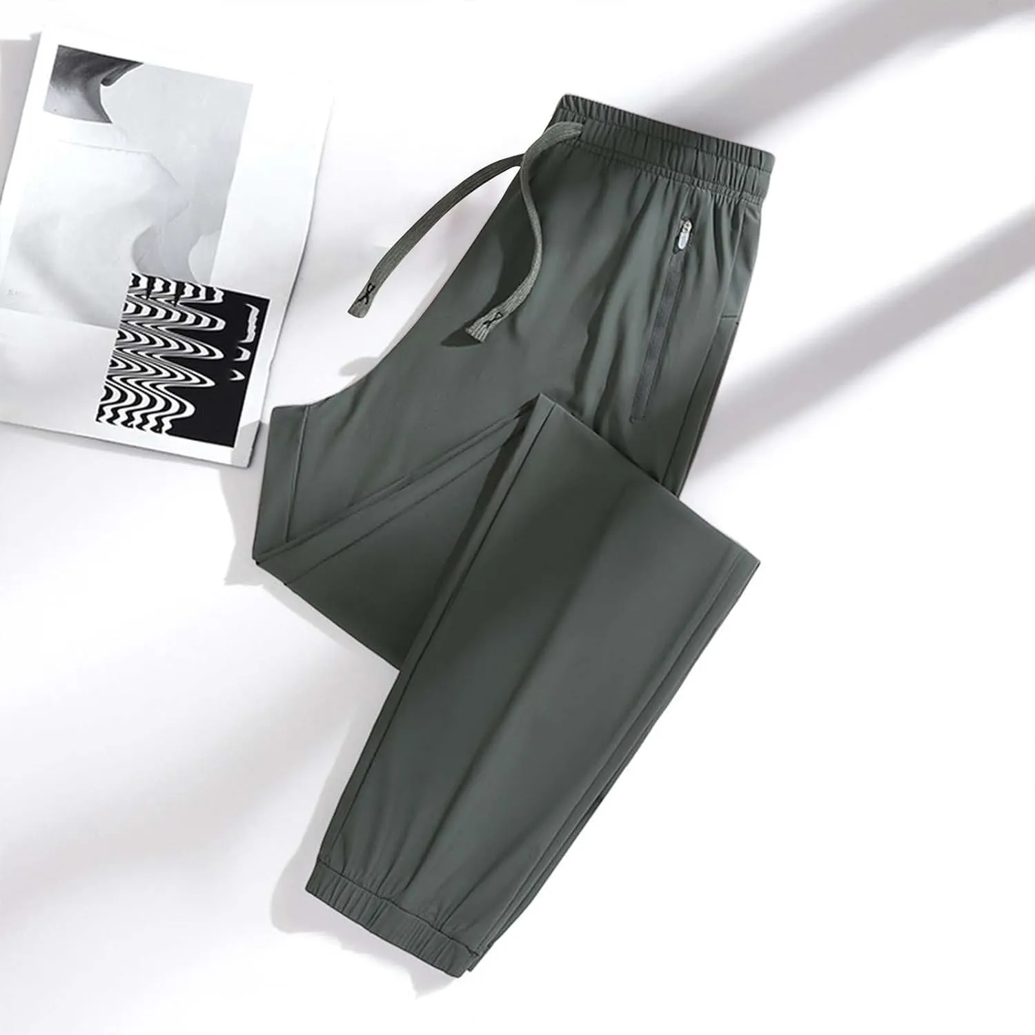 Quick Dry Stretch Active Pants for Women Unisex 2024 Loose Breathable Elastic Waistband Sweatpants with Zip Pocket