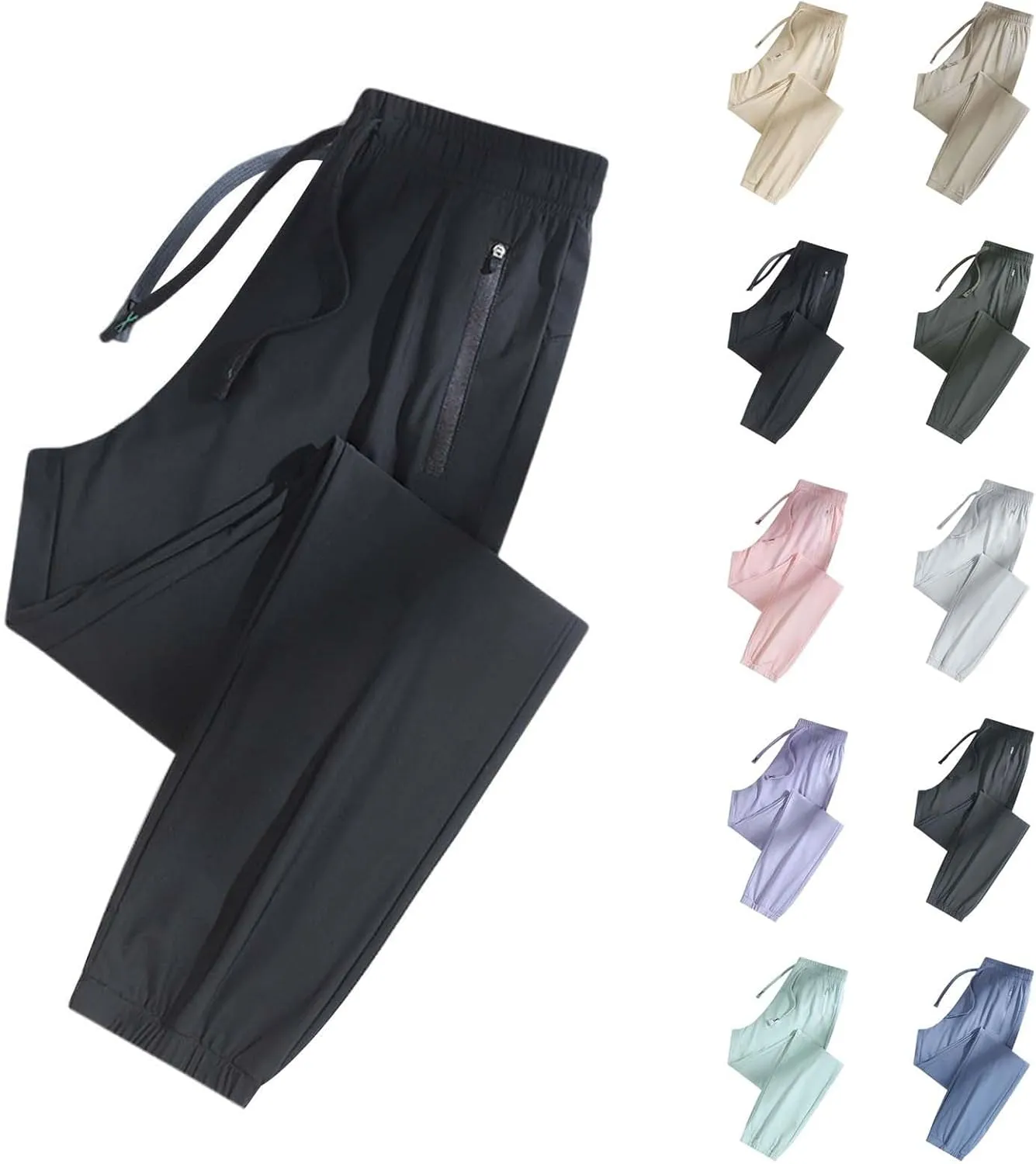Quick Dry Stretch Active Pants for Women Unisex 2024 Loose Breathable Elastic Waistband Sweatpants with Zip Pocket