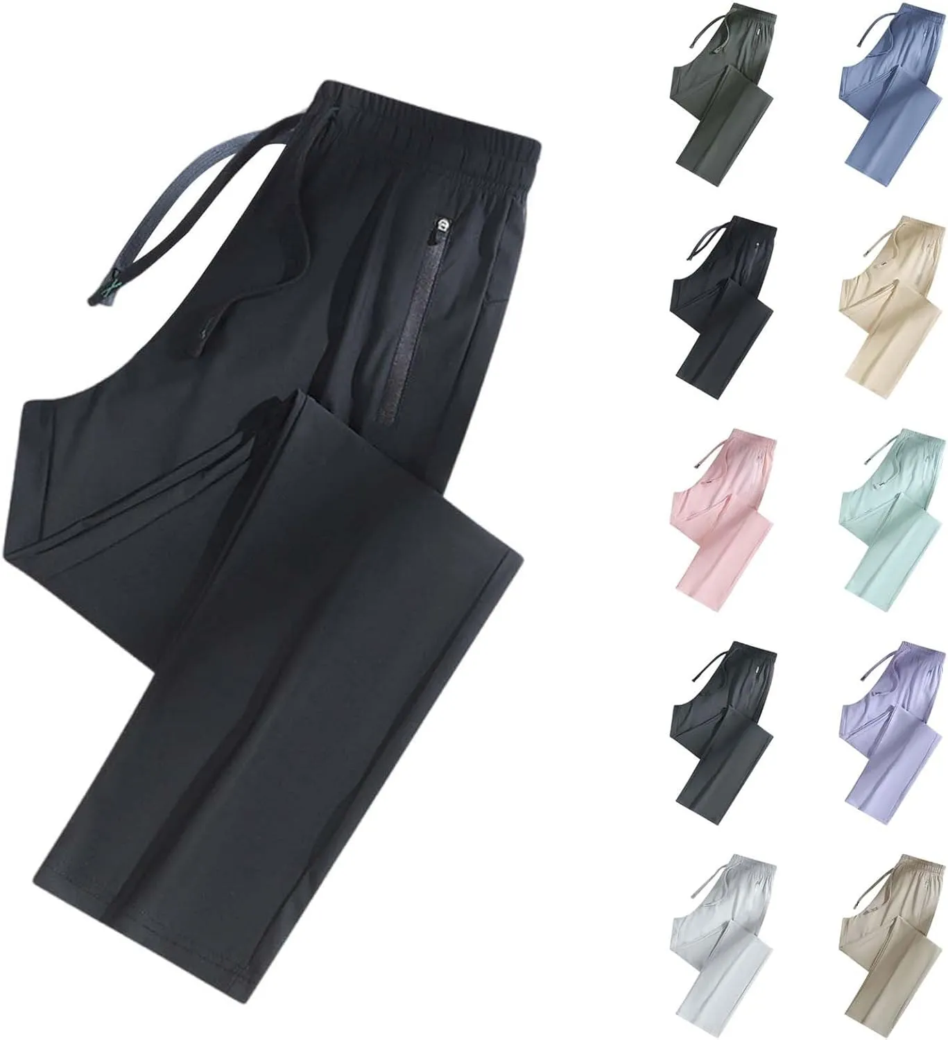 Quick Dry Stretch Active Pants for Women Unisex 2024 Loose Breathable Elastic Waistband Sweatpants with Zip Pocket