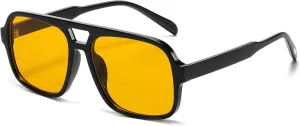 Retro Aviator Sunglasses for Women Men Trendy Classic 70s Square Aviator Sun Glasses Vintage Shades