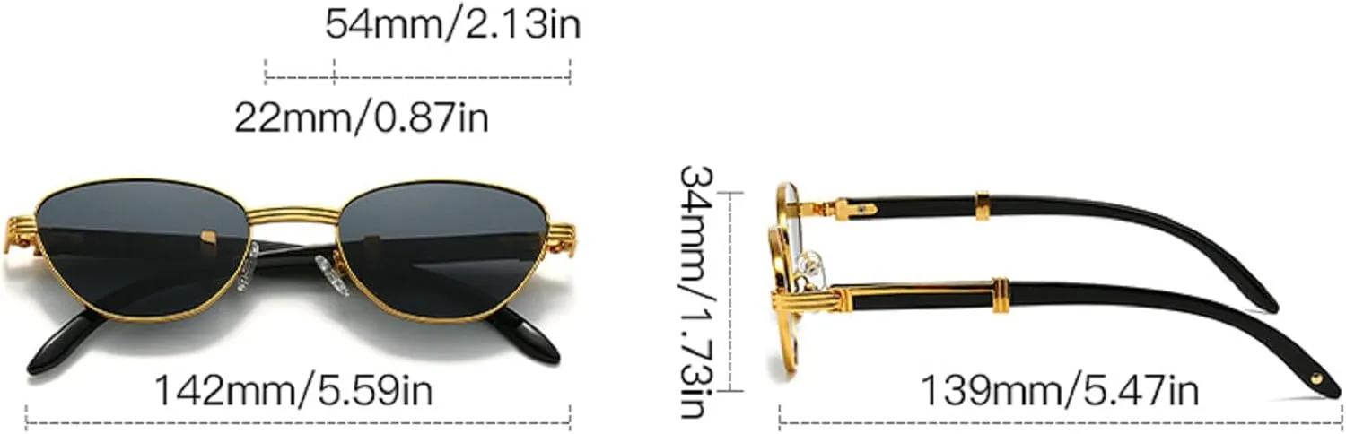 Retro Cat Eye Metal Sunglasses for Women Men Fashion Square Sunglasses Small Vintage 90s Sunglasses N47