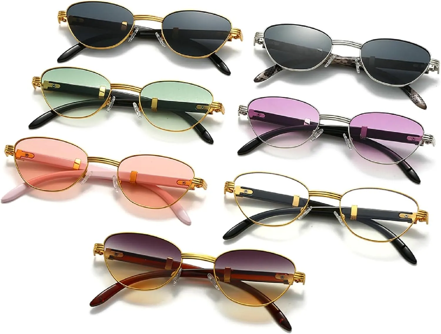 Retro Cat Eye Metal Sunglasses for Women Men Fashion Square Sunglasses Small Vintage 90s Sunglasses N47
