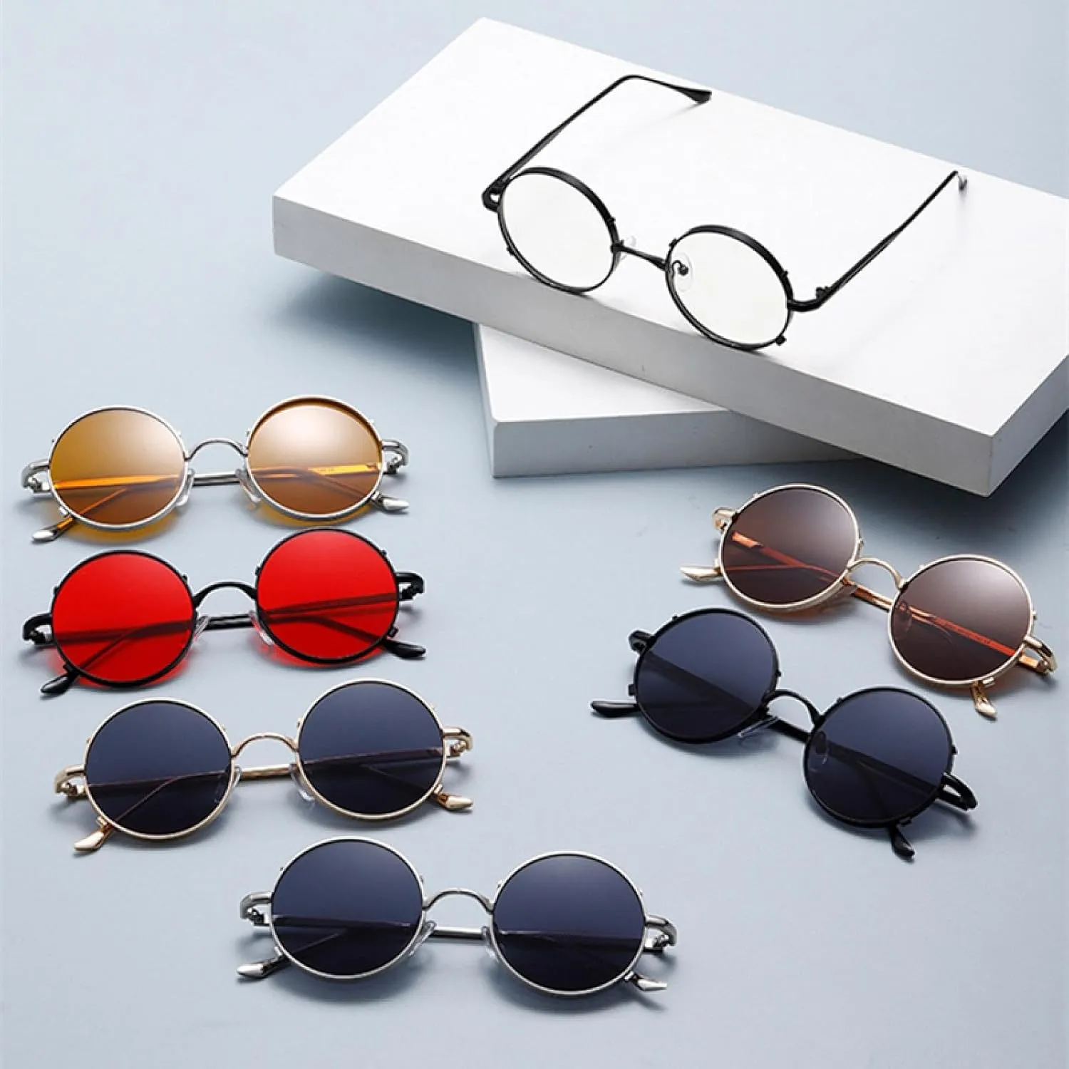 Retro Round Metal Frame Women Sunglasses Fashion Punk Men Uv400