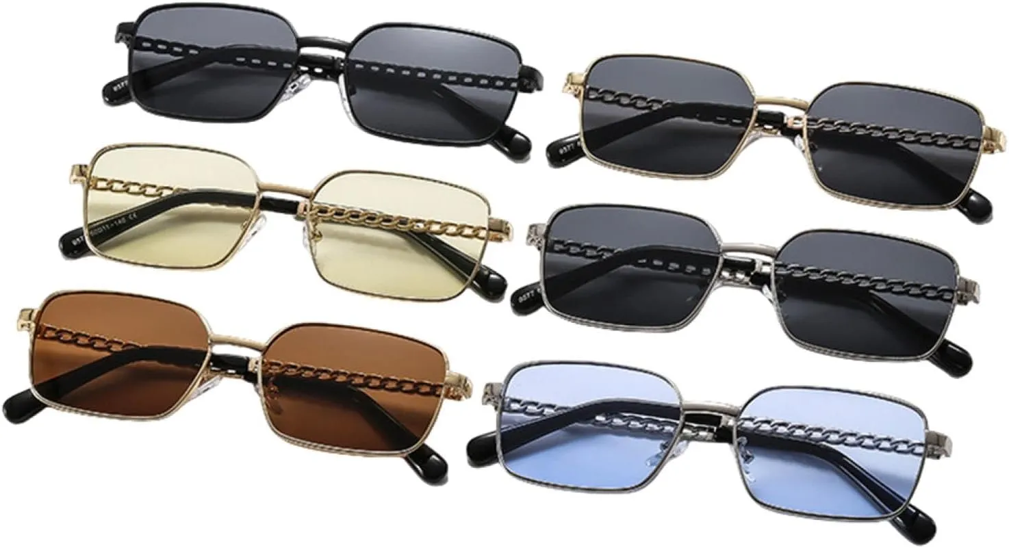 Retro Women Metal Frame Sunglasses Fashion Shades Uv400 Blue Green Men Punk