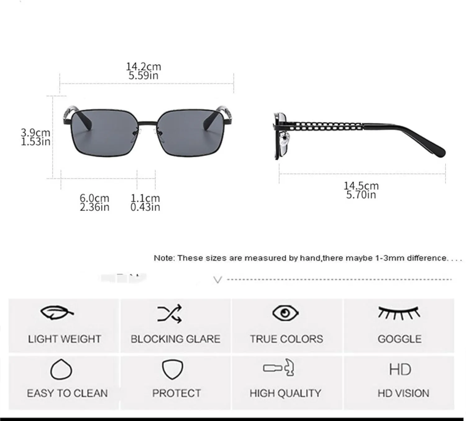 Retro Women Metal Frame Sunglasses Fashion Shades Uv400 Blue Green Men Punk