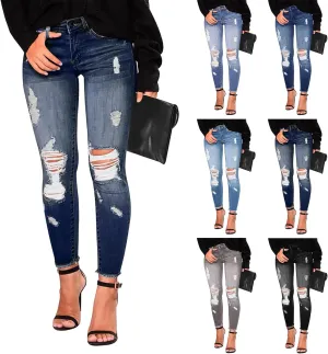 Ripped Jeans Womens Fall Fashion 2024 Trendy Stretchy Skinny Jeans Boyfriend Distressed Jeans Destroyed Denim Jeggings