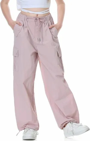 Rolanko Parachute Pants for Girls Y2K Cargo Trousers with Pockets Harajuku Jogger Pants Kids 4-14 Years