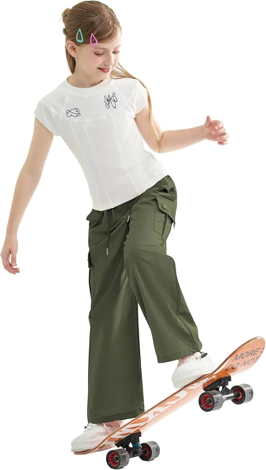 Rolanko Parachute Pants for Girls Y2K Cargo Trousers with Pockets Harajuku Jogger Pants Kids 4-14 Years