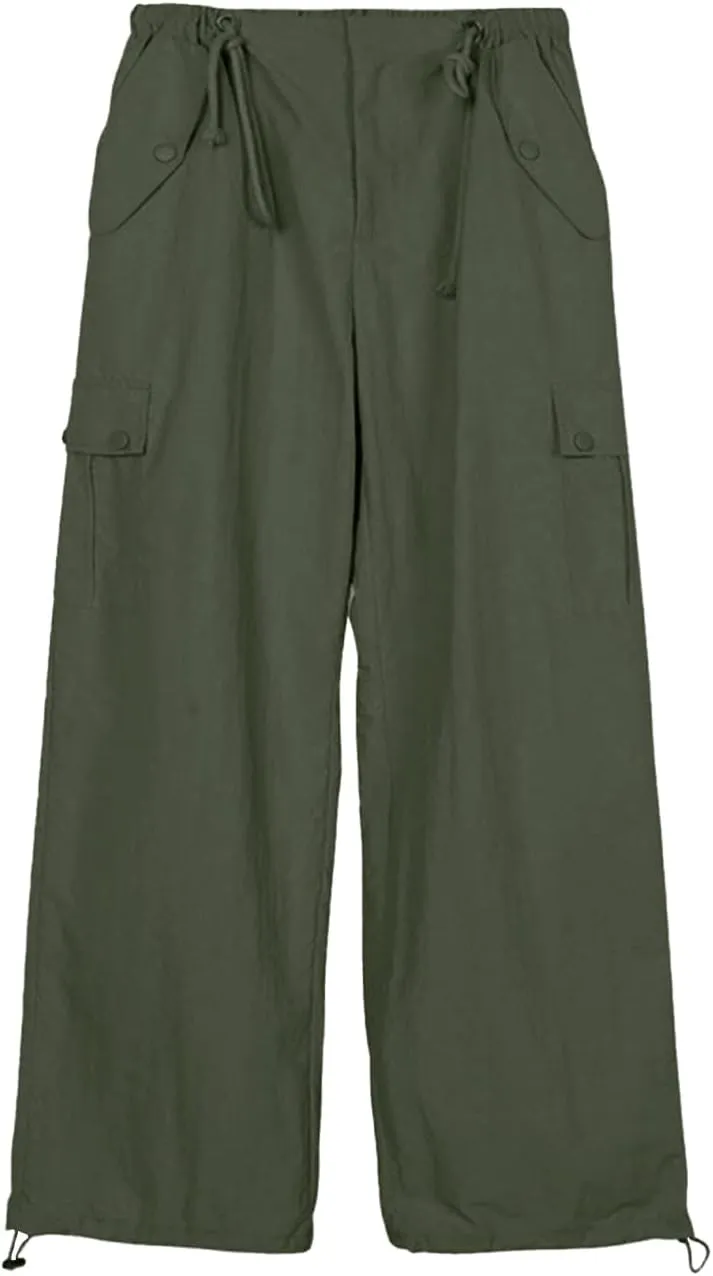 Rolanko Parachute Pants for Girls Y2K Cargo Trousers with Pockets Harajuku Jogger Pants Kids 4-14 Years