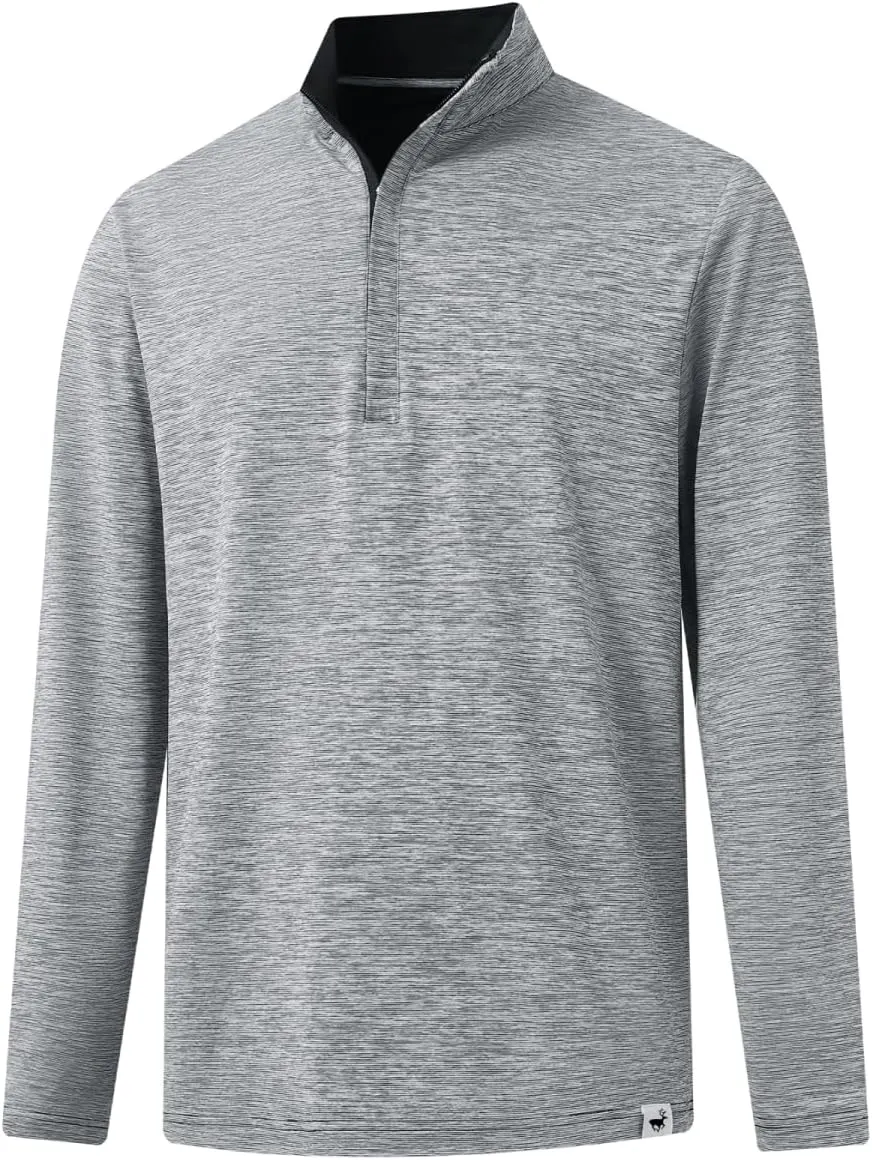 Rouen Quarter Zip Pullover Men Performance Dry Fit Mock Neck Brushed Casual Sports Golf Mens 1/4 Zip Pullover Sweatshirts