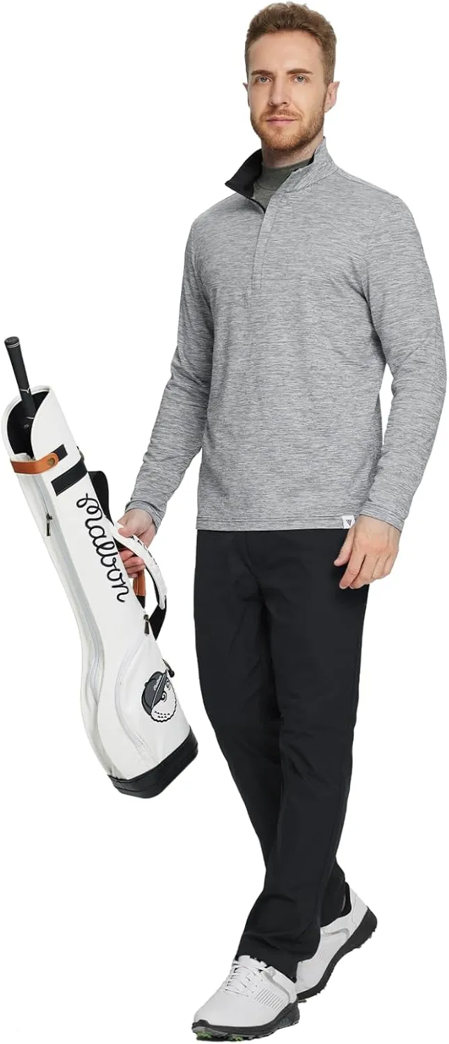 Rouen Quarter Zip Pullover Men Performance Dry Fit Mock Neck Brushed Casual Sports Golf Mens 1/4 Zip Pullover Sweatshirts