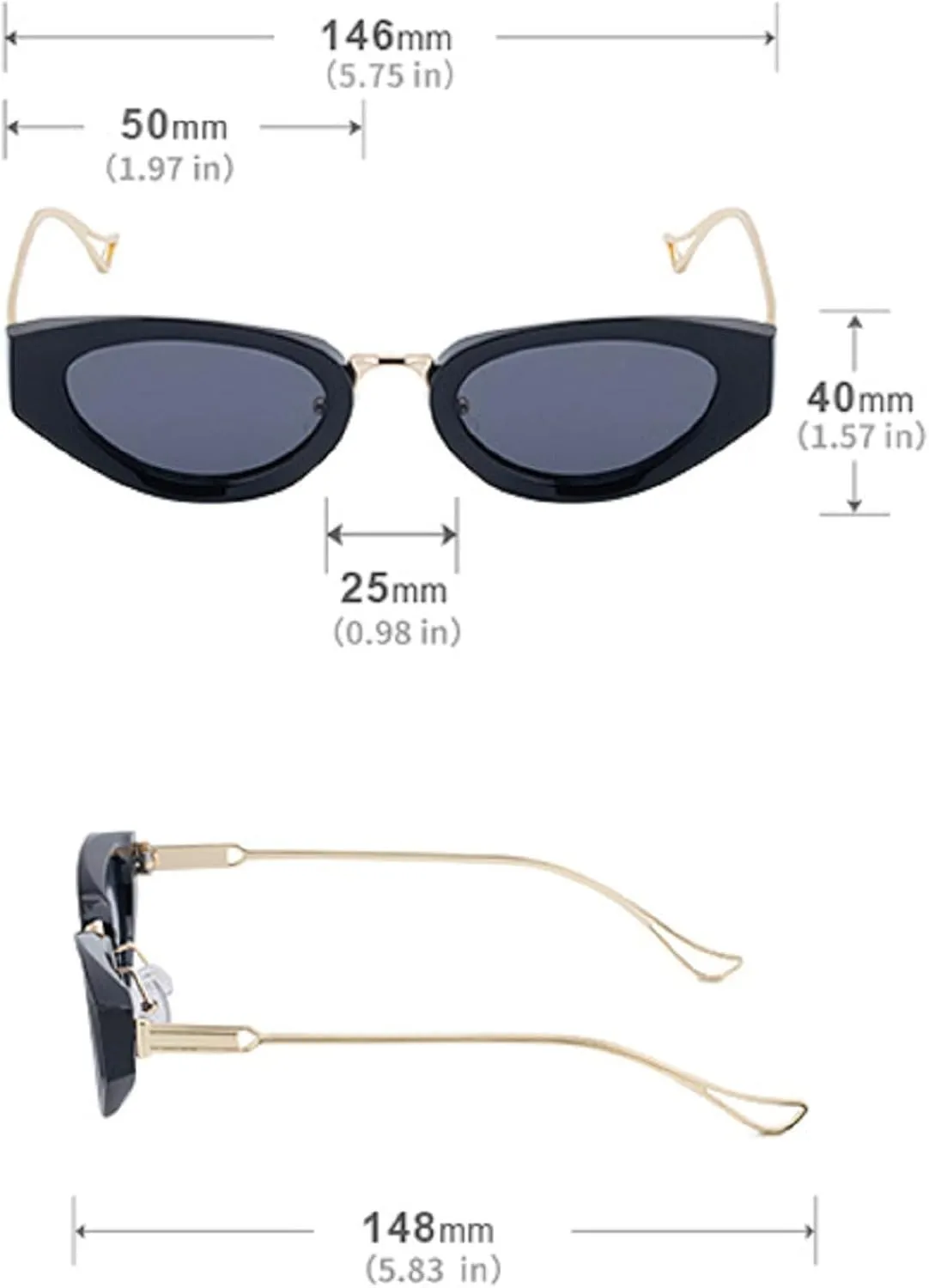 Sexy Cat Eye Oval Punk Sunglasses Women Luxury Vintage Metal Frame Sun Glasses For Ladies Classic Eyewear UV400 3521