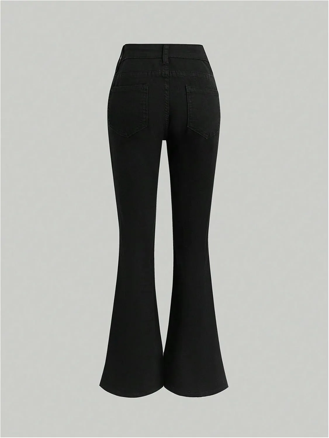 SHENHE Girl's High Waisted Flare Leg Jeans Split Raw Hem Denim Pants with Pockets
