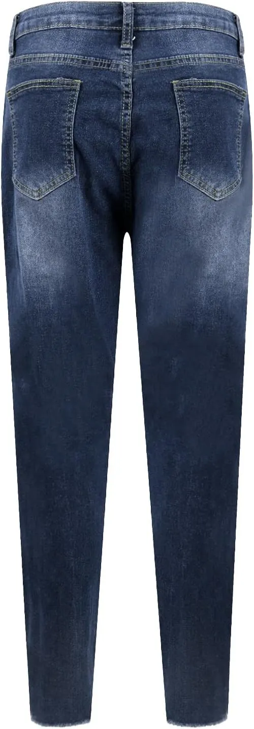 Skinny Jeans for Women Stretchy High Waisted Ripped Jeans Tummy Control Distressed Denim Leggings with Pockets