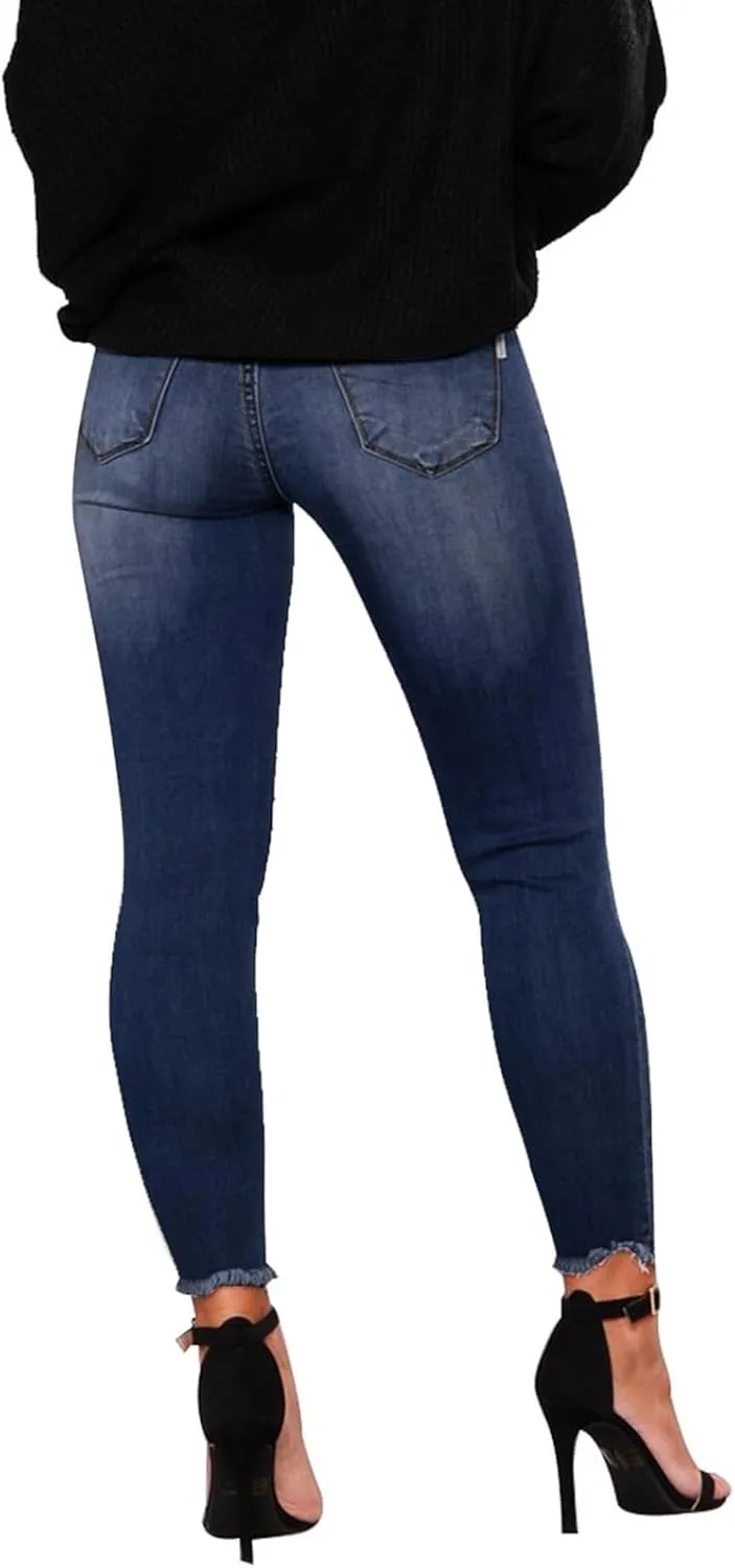 Skinny Jeans for Women Stretchy High Waisted Ripped Jeans Tummy Control Distressed Denim Leggings with Pockets
