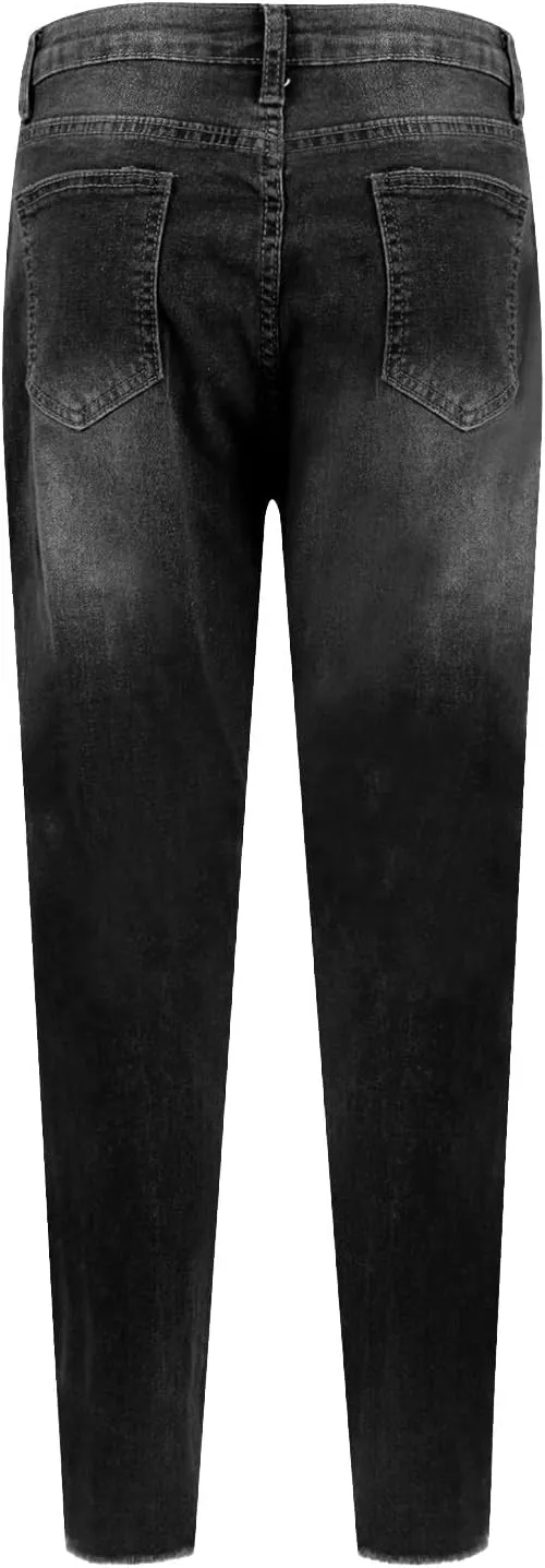 Skinny Jeans for Women Stretchy High Waisted Ripped Jeans Tummy Control Distressed Denim Leggings with Pockets