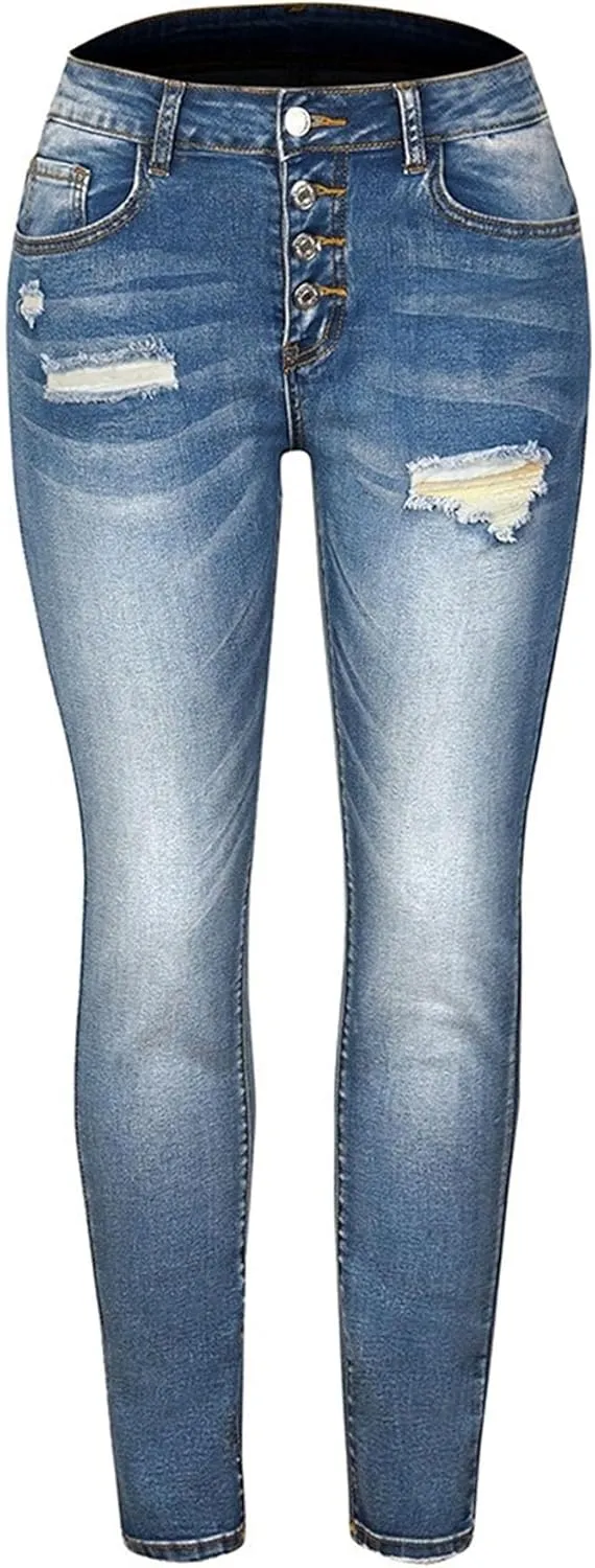 Skinny Jeans for Women Stretchy Women's Ripped Skinny Jeans Distressed Stretchy Denim Pants
