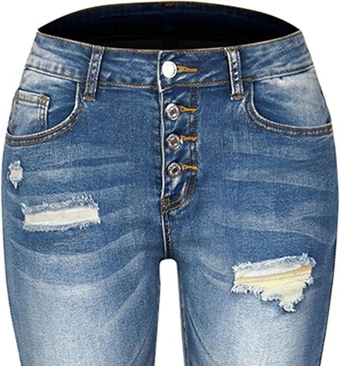 Skinny Jeans for Women Stretchy Women's Ripped Skinny Jeans Distressed Stretchy Denim Pants