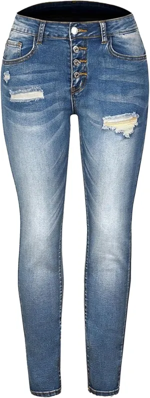Skinny Jeans for Women Stretchy Women's Ripped Skinny Jeans Distressed Stretchy Denim Pants