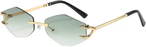 Small Hexagon Rimless Sunglasses for Women Men Luxury Polygon Retro Metal Frame Uv400