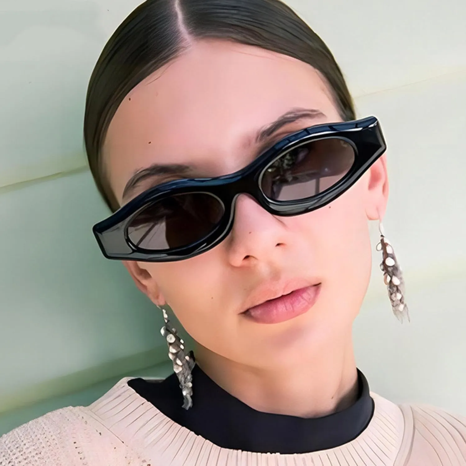 Small Oval Sunglasses Women Men Luxury Punk Vintage Fashion Irregular Uv400