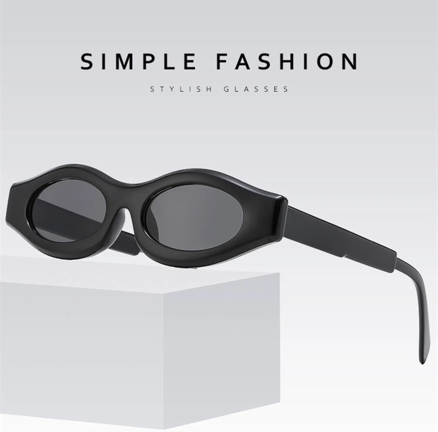 Small Oval Sunglasses Women Men Luxury Punk Vintage Fashion Irregular Uv400