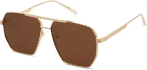 SOJOS Retro Oversized Square Polarized Sunglasses for Women and Men Vintage Shades Classic Large Metal Sun Glasses