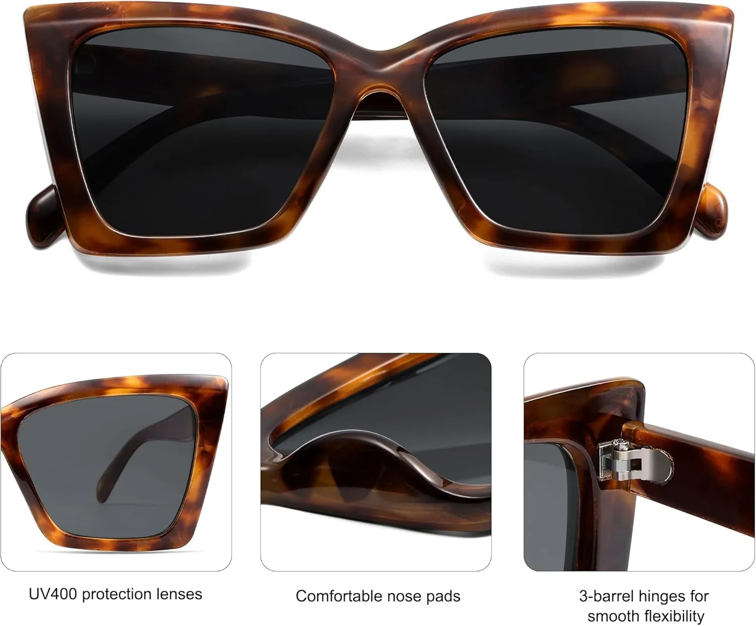 SOJOS Trendy Oversized Cateye Sunglasses Womens UV400 Large Designer Shades Lentes De Sol Para Mujer SJ2347