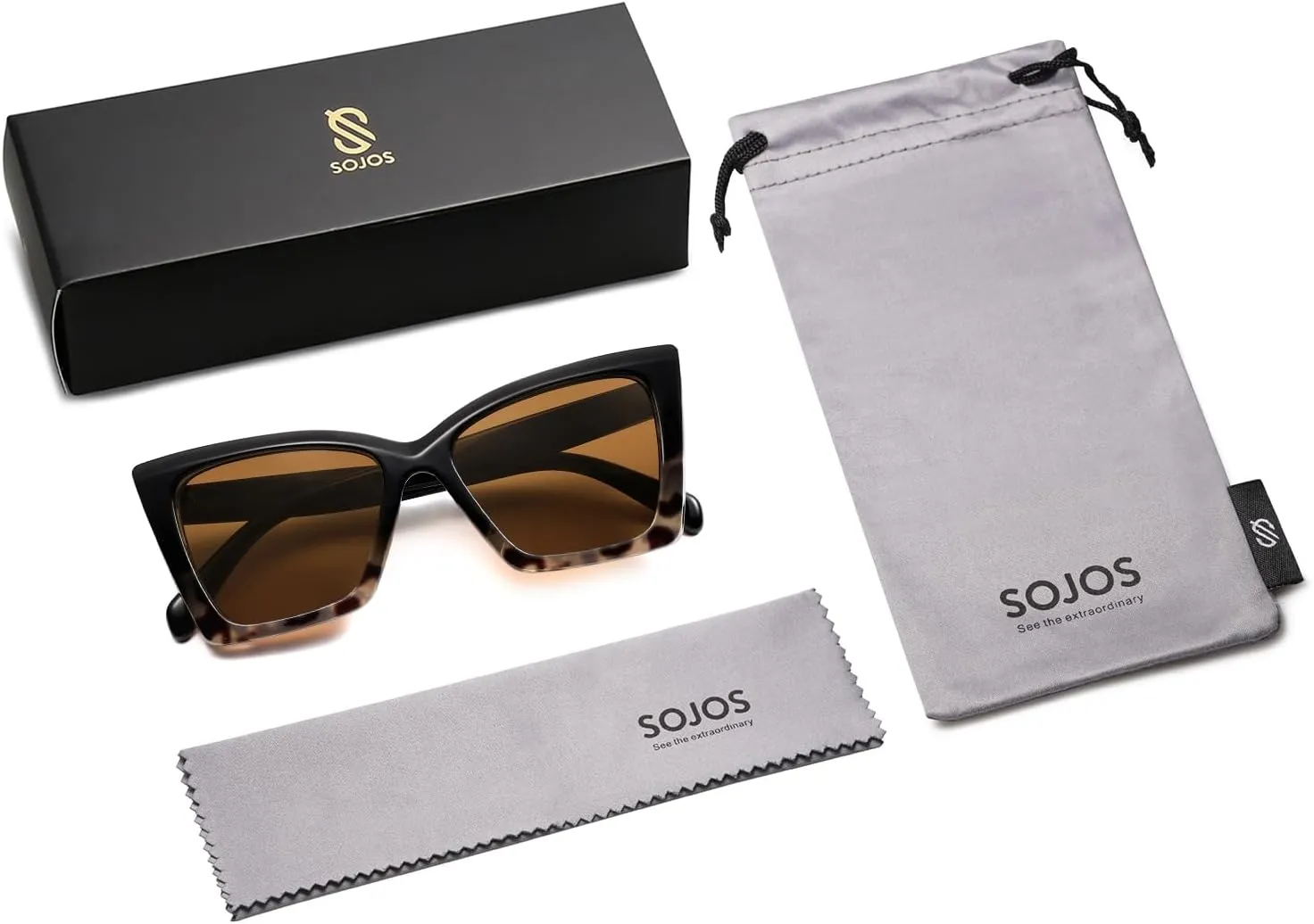 SOJOS Trendy Oversized Cateye Sunglasses Womens UV400 Large Designer Shades Lentes De Sol Para Mujer SJ2347