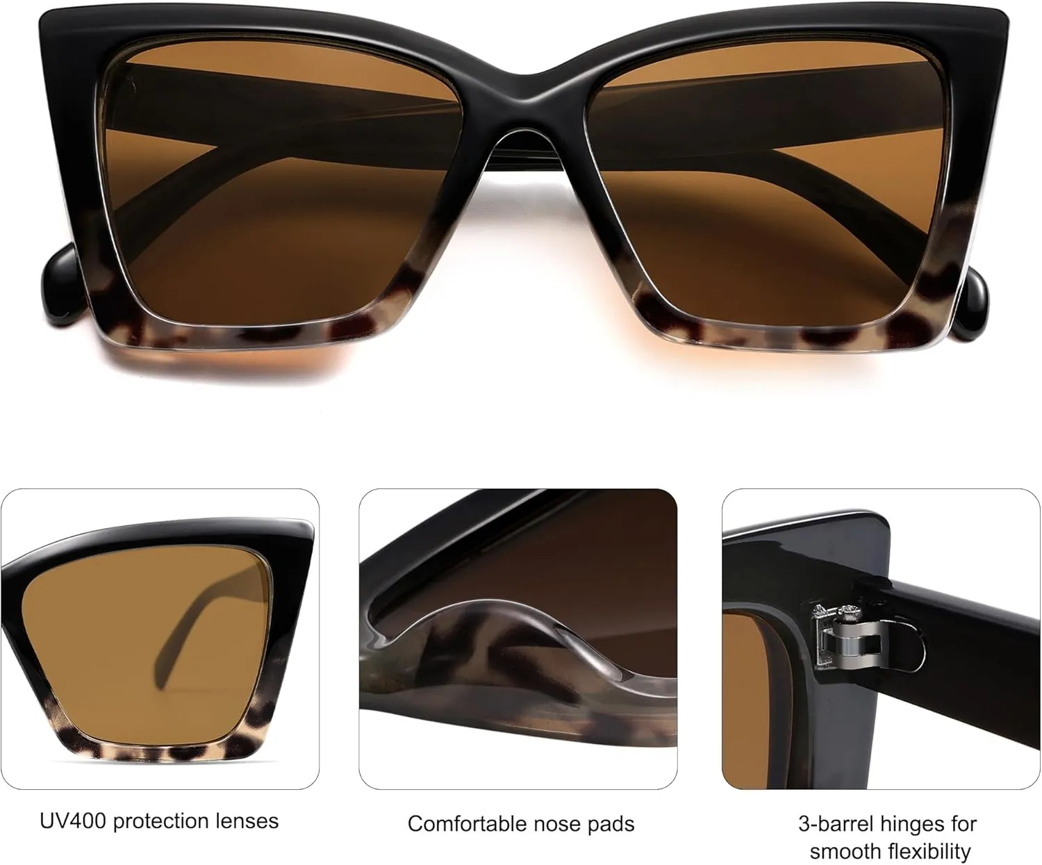 SOJOS Trendy Oversized Cateye Sunglasses Womens UV400 Large Designer Shades Lentes De Sol Para Mujer SJ2347