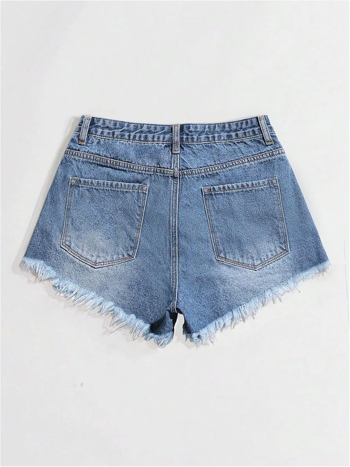 SOLY HUX Women's Ripped Raw Hem Jean Shorts High Waisted Straight Leg Denim Shorts Streetwear