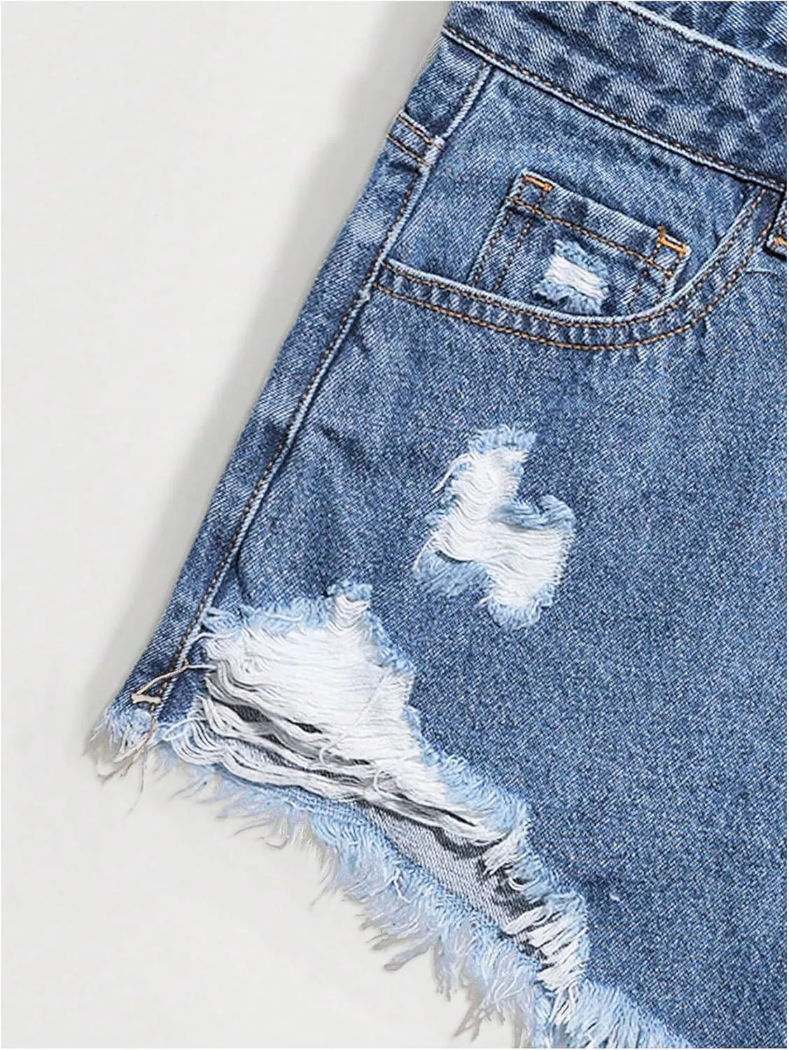 SOLY HUX Women's Ripped Raw Hem Jean Shorts High Waisted Straight Leg Denim Shorts Streetwear
