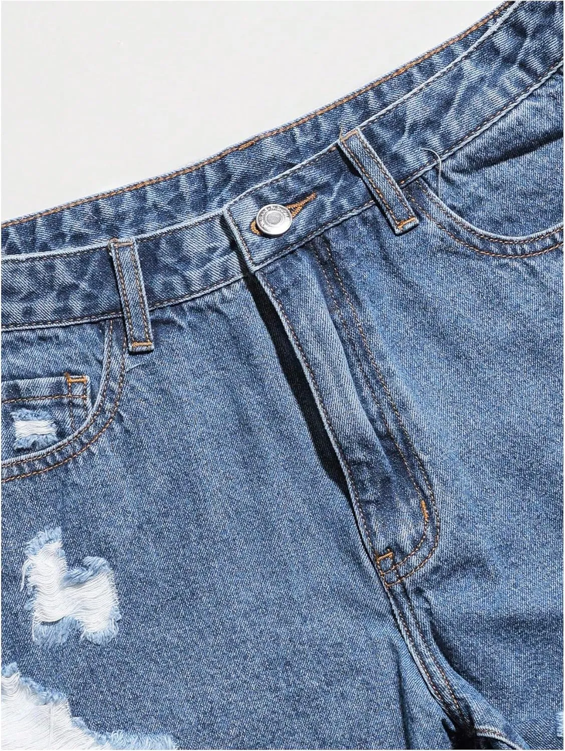 SOLY HUX Women's Ripped Raw Hem Jean Shorts High Waisted Straight Leg Denim Shorts Streetwear