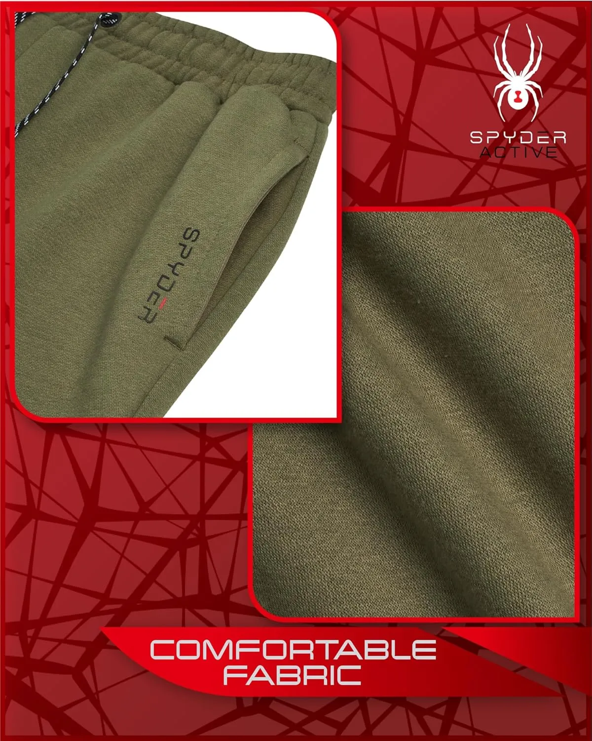 Spyder Men's Active Jogger Sweatpants - 2 Pack Athletic Fleece Workout Gym Joggers with Pockets and Drawcord (Sizes: S-XXL)