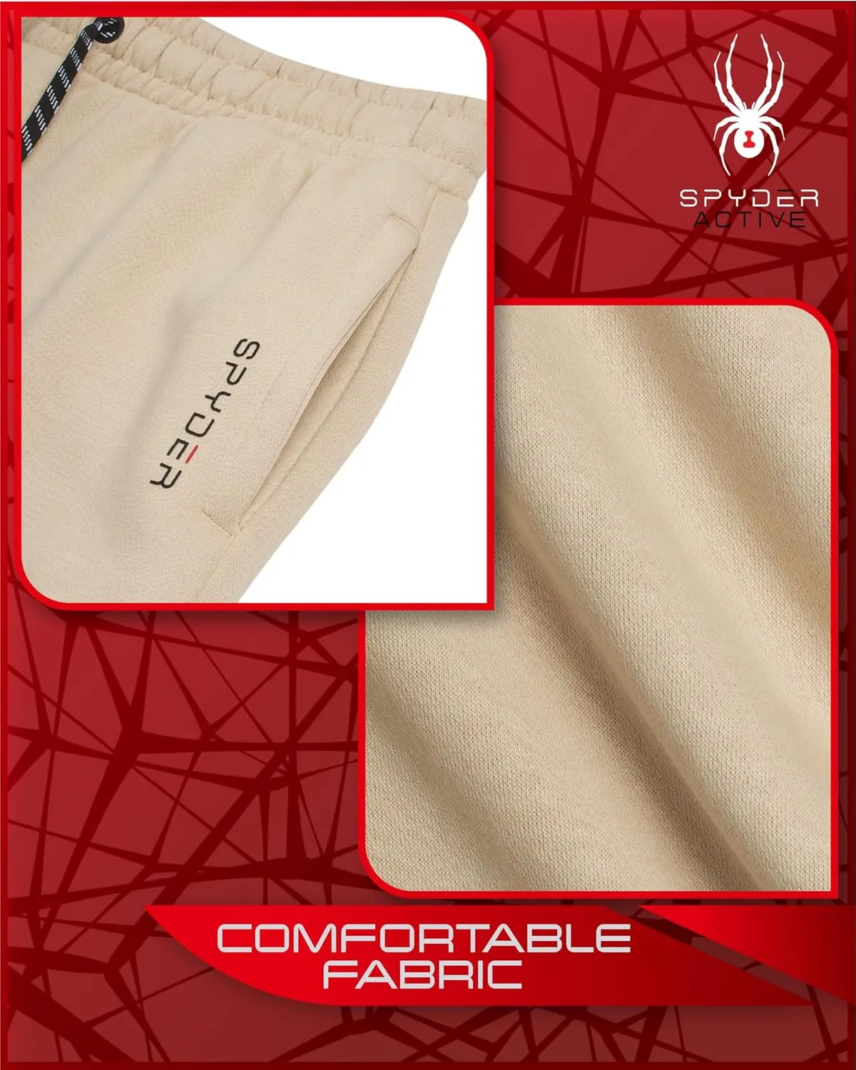 Spyder Men's Active Jogger Sweatpants - 2 Pack Athletic Fleece Workout Gym Joggers with Pockets and Drawcord (Sizes: S-XXL)