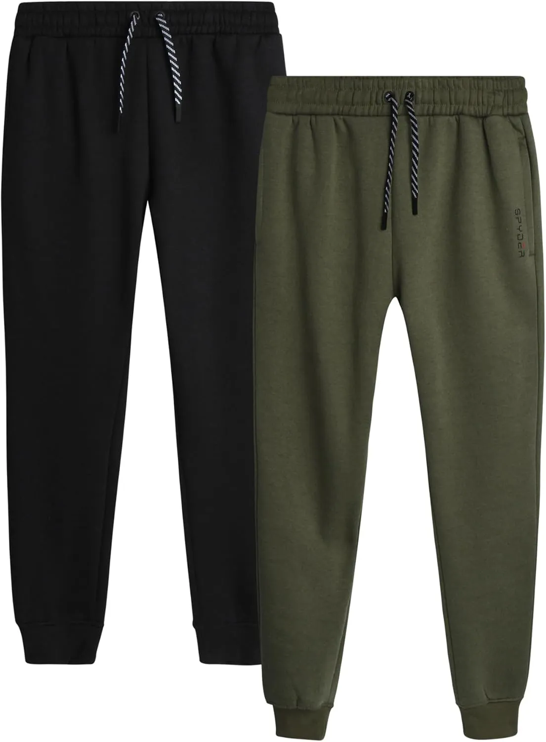 Spyder Men's Active Jogger Sweatpants - 2 Pack Athletic Fleece Workout Gym Joggers with Pockets and Drawcord (Sizes: S-XXL)