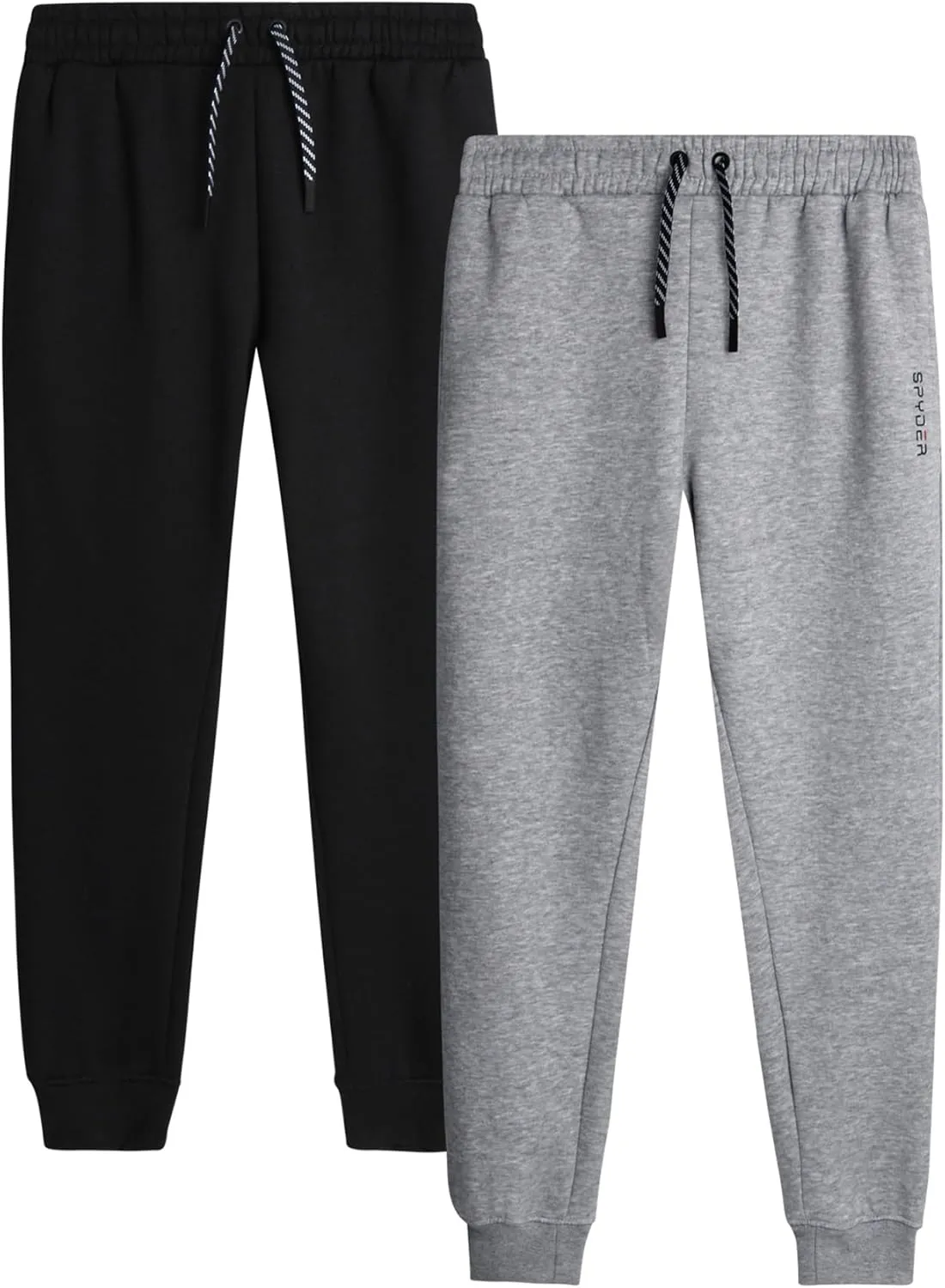 Spyder Men's Active Jogger Sweatpants - 2 Pack Athletic Fleece Workout Gym Joggers with Pockets and Drawcord (Sizes: S-XXL)