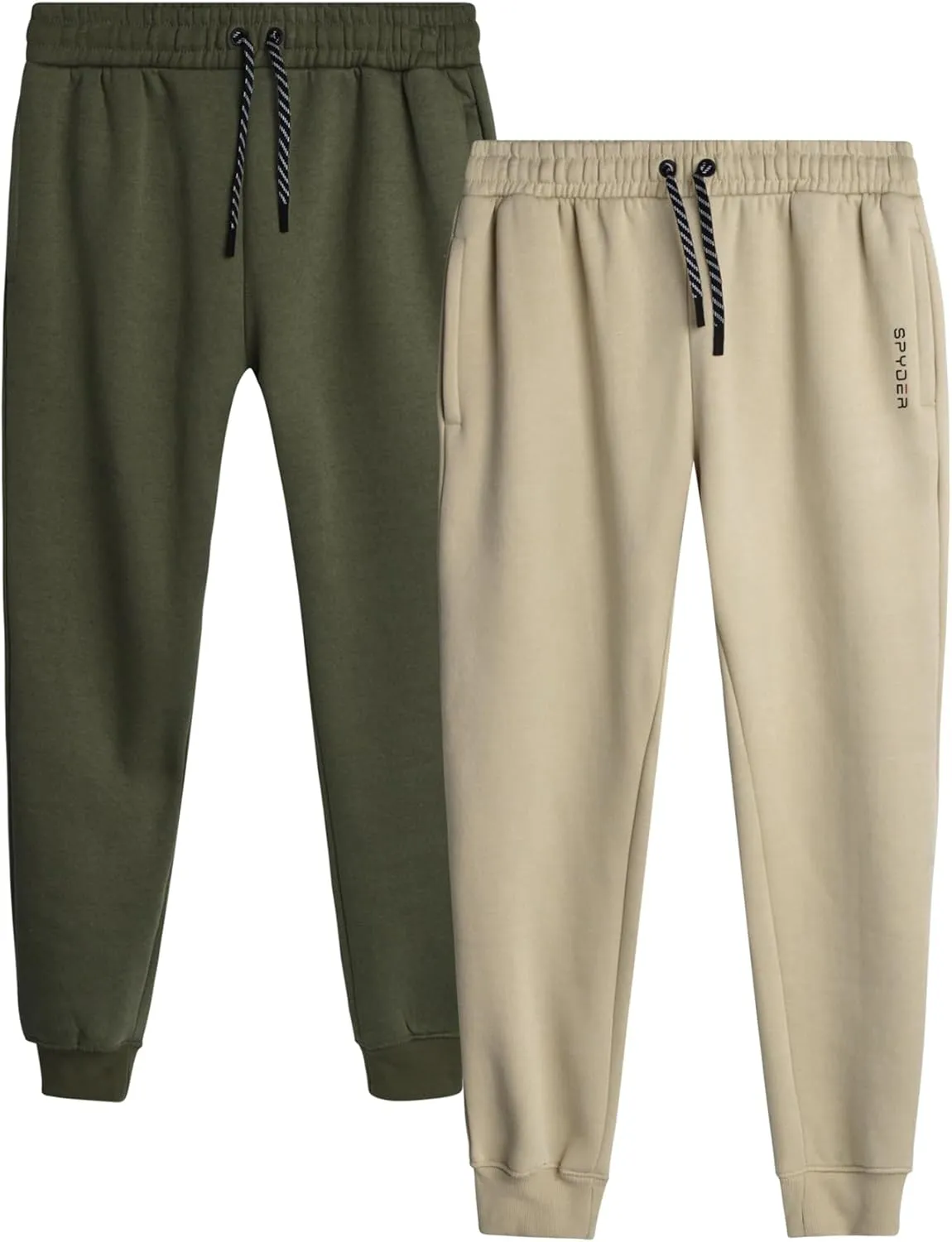 Spyder Men's Active Jogger Sweatpants - 2 Pack Athletic Fleece Workout Gym Joggers with Pockets and Drawcord (Sizes: S-XXL)