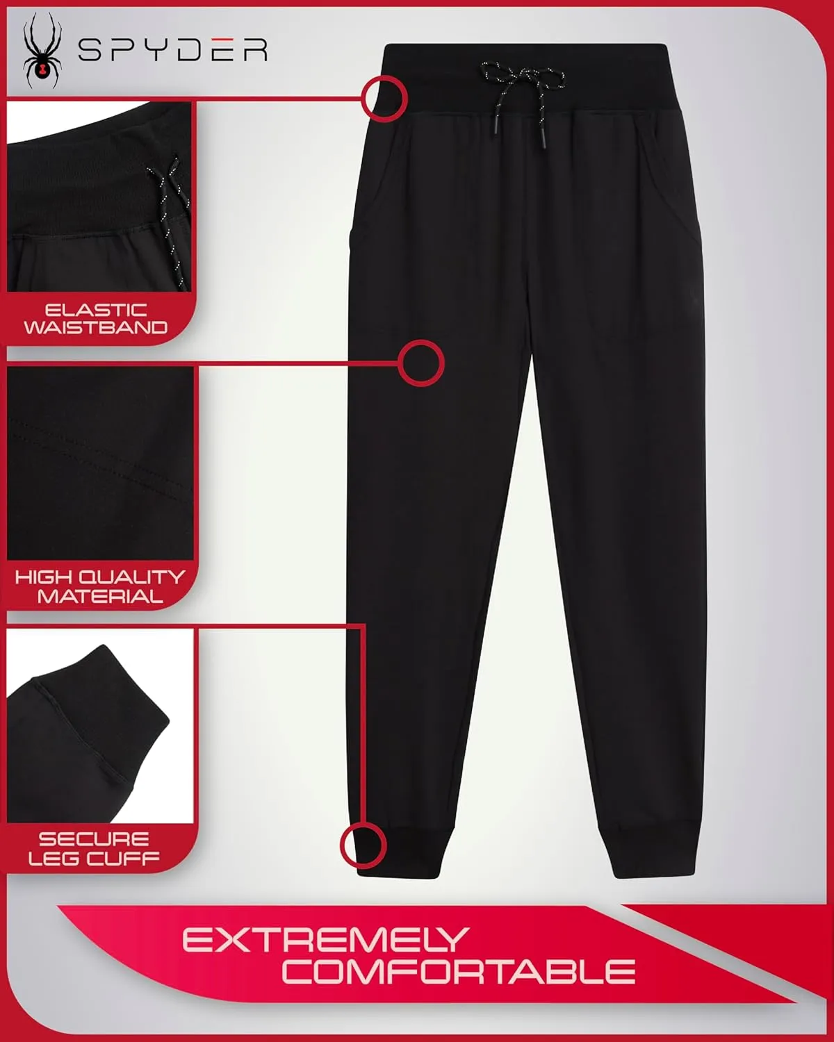 Spyder Women's Jogger Sweatpants - High Waisted Fleece Lined Athletic Joggers with Pockets for Casual Workout (Sizes: S-XL)