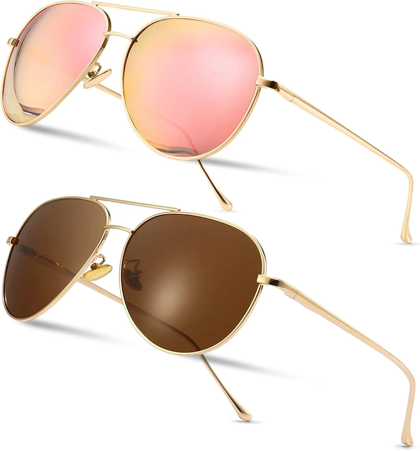 SUNGAIT Women's Lightweight Oversized Aviator Sunglasses - Mirrored Polarized Lens