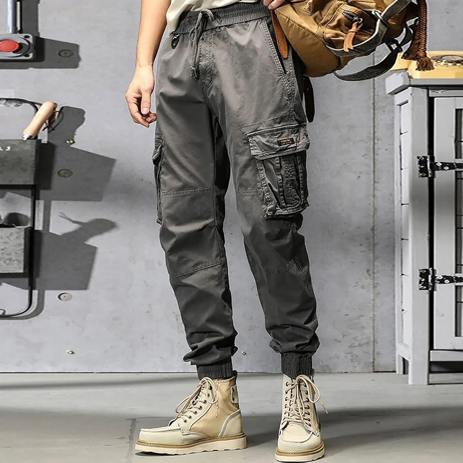 Sweatpant for Men with Pockets Loose Fit Men's Classic-Fit Expandable-Waist Flat-Front Pant Mens Joggers with Pockets