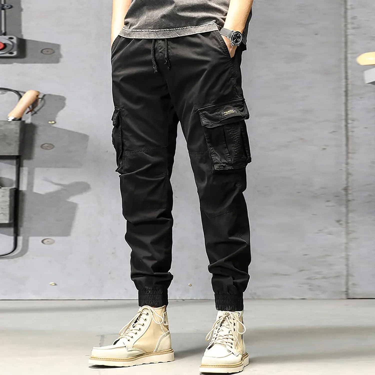 Sweatpant for Men with Pockets Loose Fit Men's Classic-Fit Expandable-Waist Flat-Front Pant Mens Joggers with Pockets