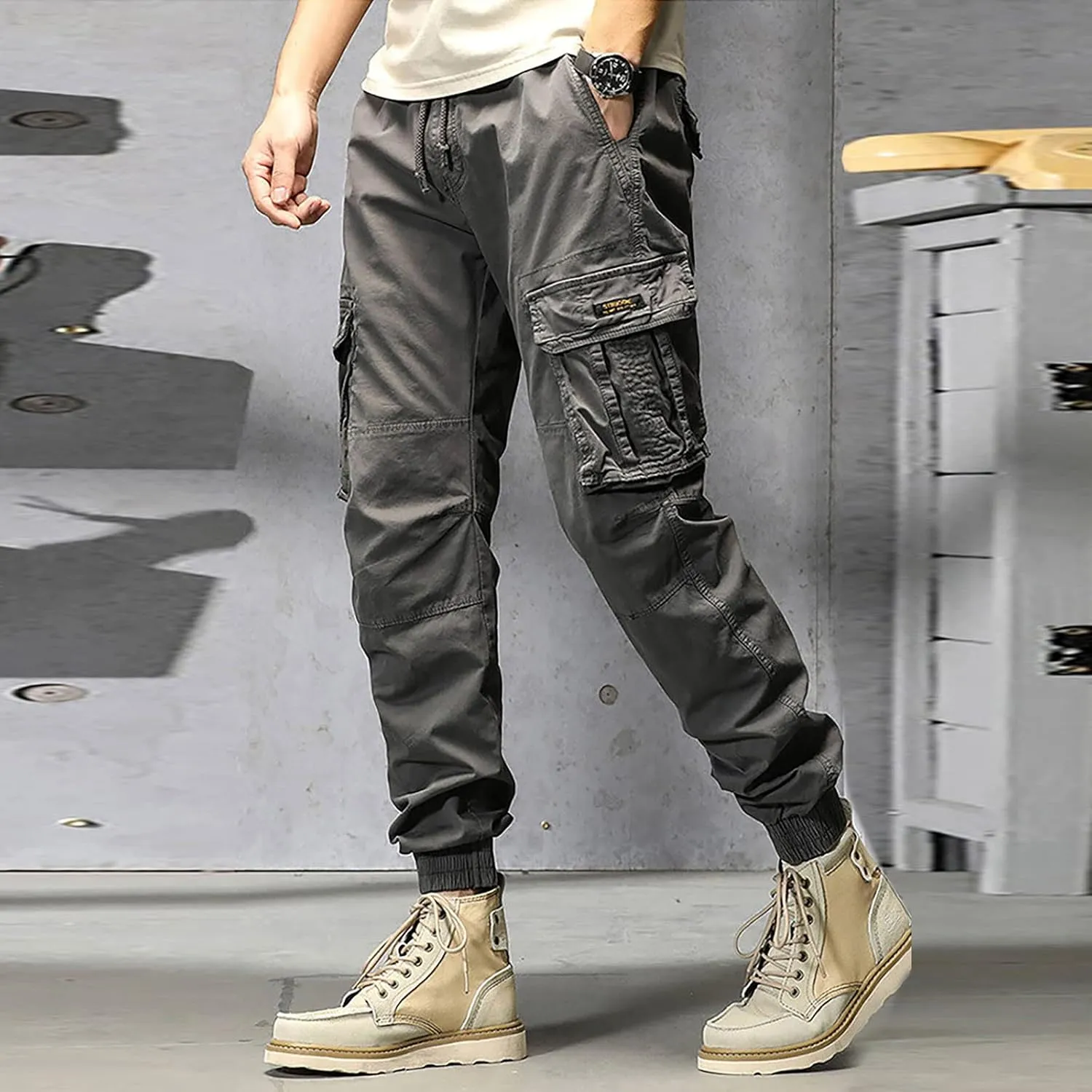 Sweatpant for Men with Pockets Loose Fit Men's Classic-Fit Expandable-Waist Flat-Front Pant Mens Joggers with Pockets