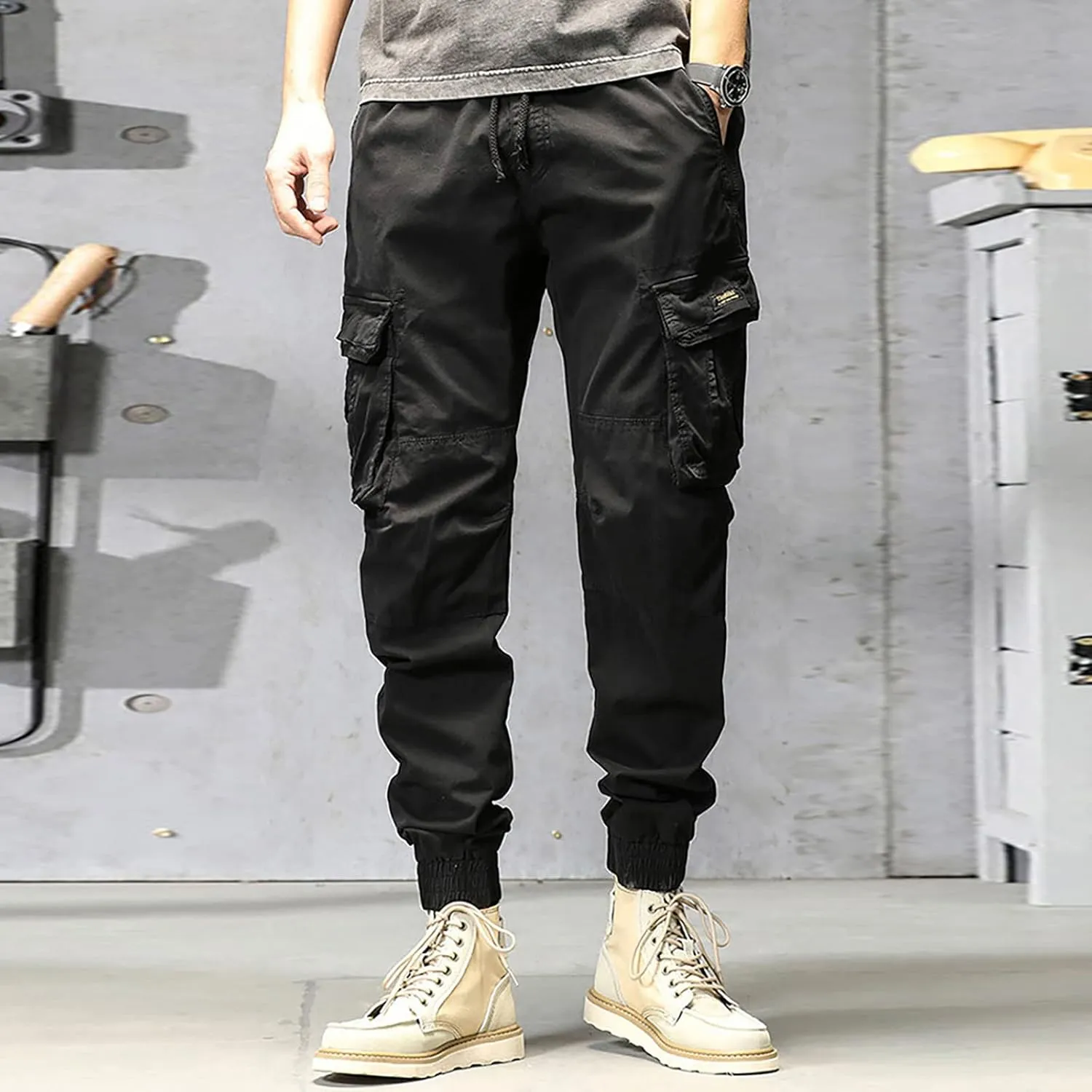 Sweatpant for Men with Pockets Loose Fit Men's Classic-Fit Expandable-Waist Flat-Front Pant Mens Joggers with Pockets