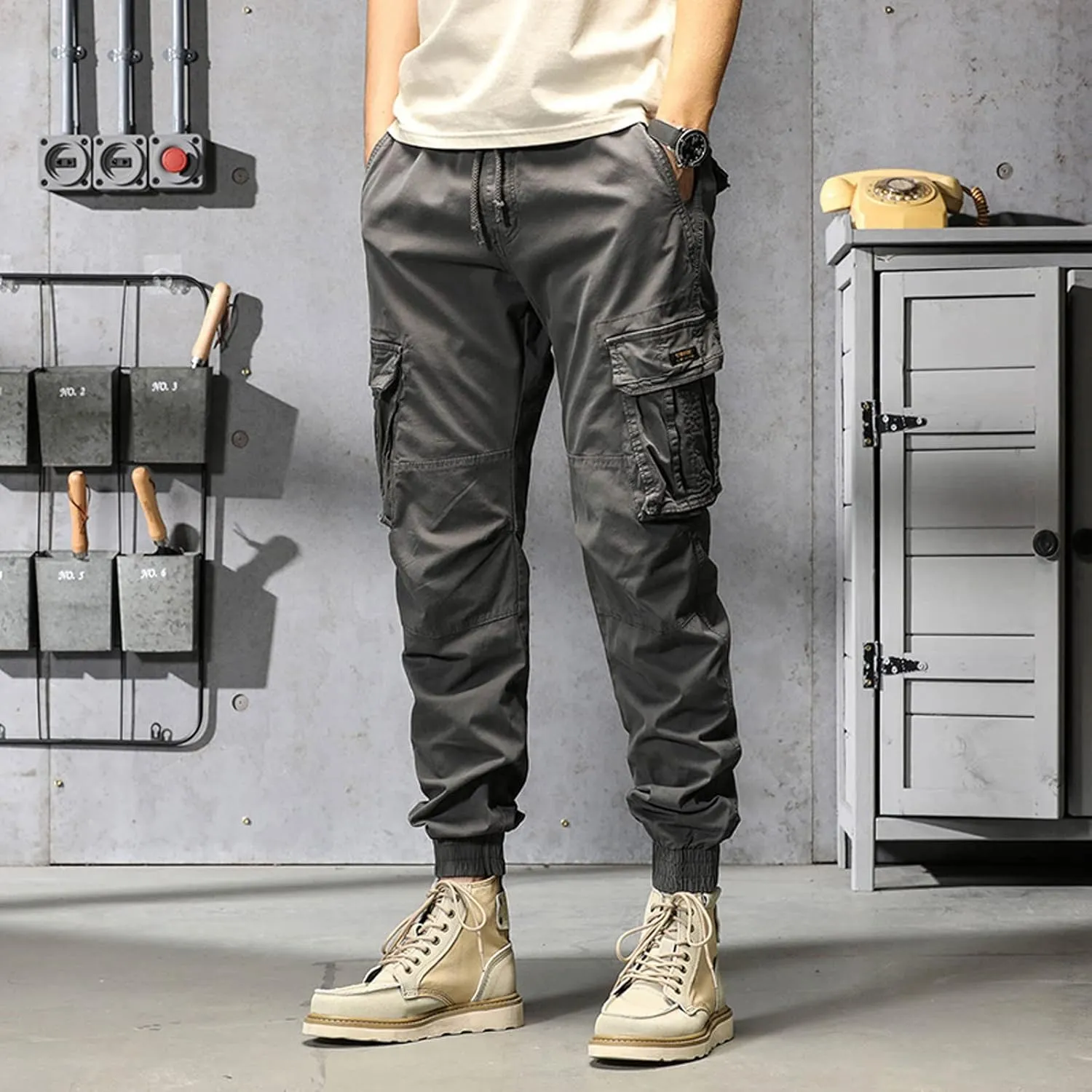 Sweatpant for Men with Pockets Loose Fit Men's Classic-Fit Expandable-Waist Flat-Front Pant Mens Joggers with Pockets